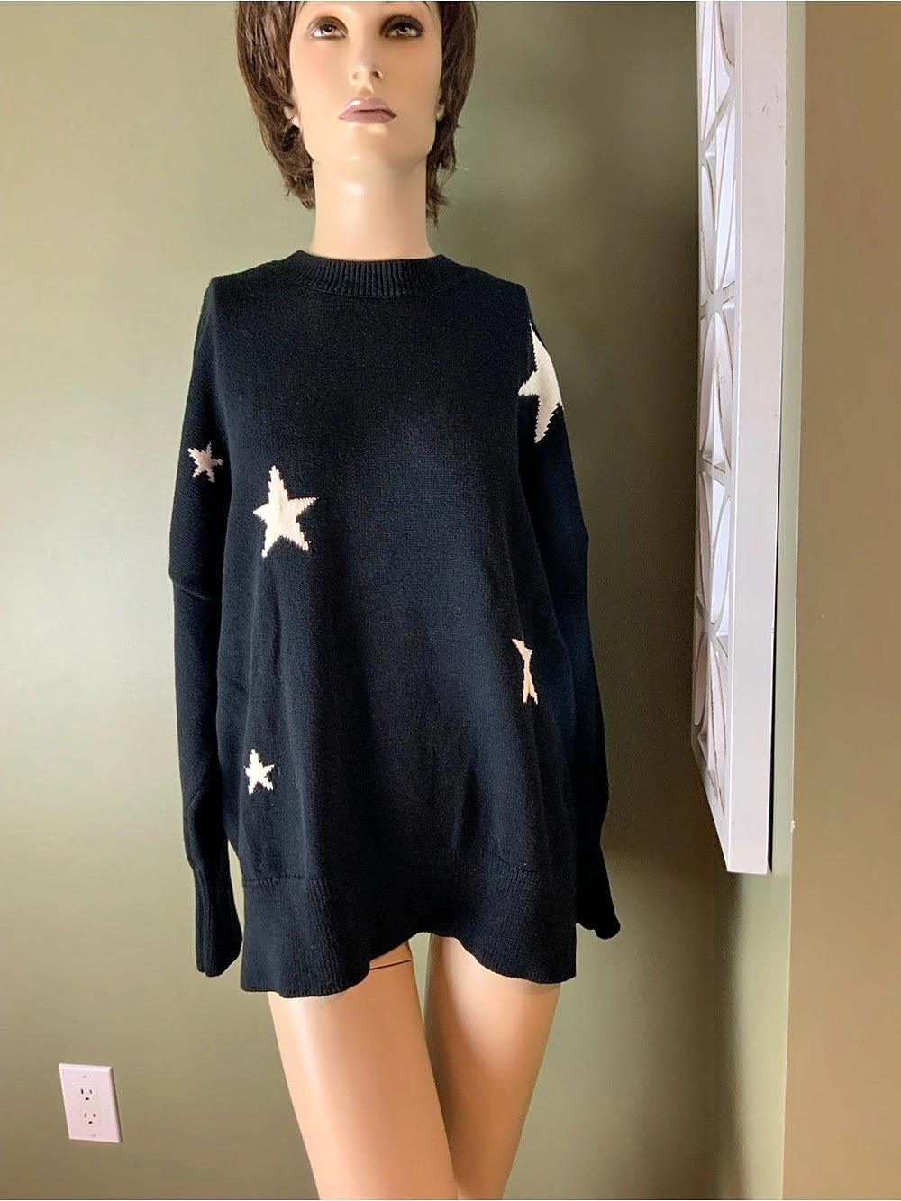 Pistola Star Print Black Sweater Like New large
